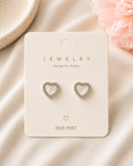 Heart Pearl Crystal Gold-Tone Stud Earrings
